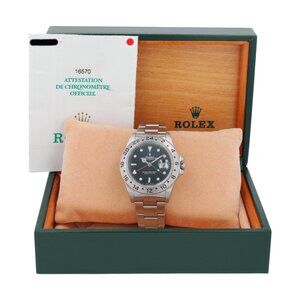 B&P Rolex Explorer II 16570 40mm Black Luminous Dial GMT Bezel Oyster Band
